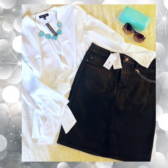 BLACK Denim Skirt SKINNY GIRL w Stretch  Everyday Modern Cotton Party Time - Picture 3 of 8